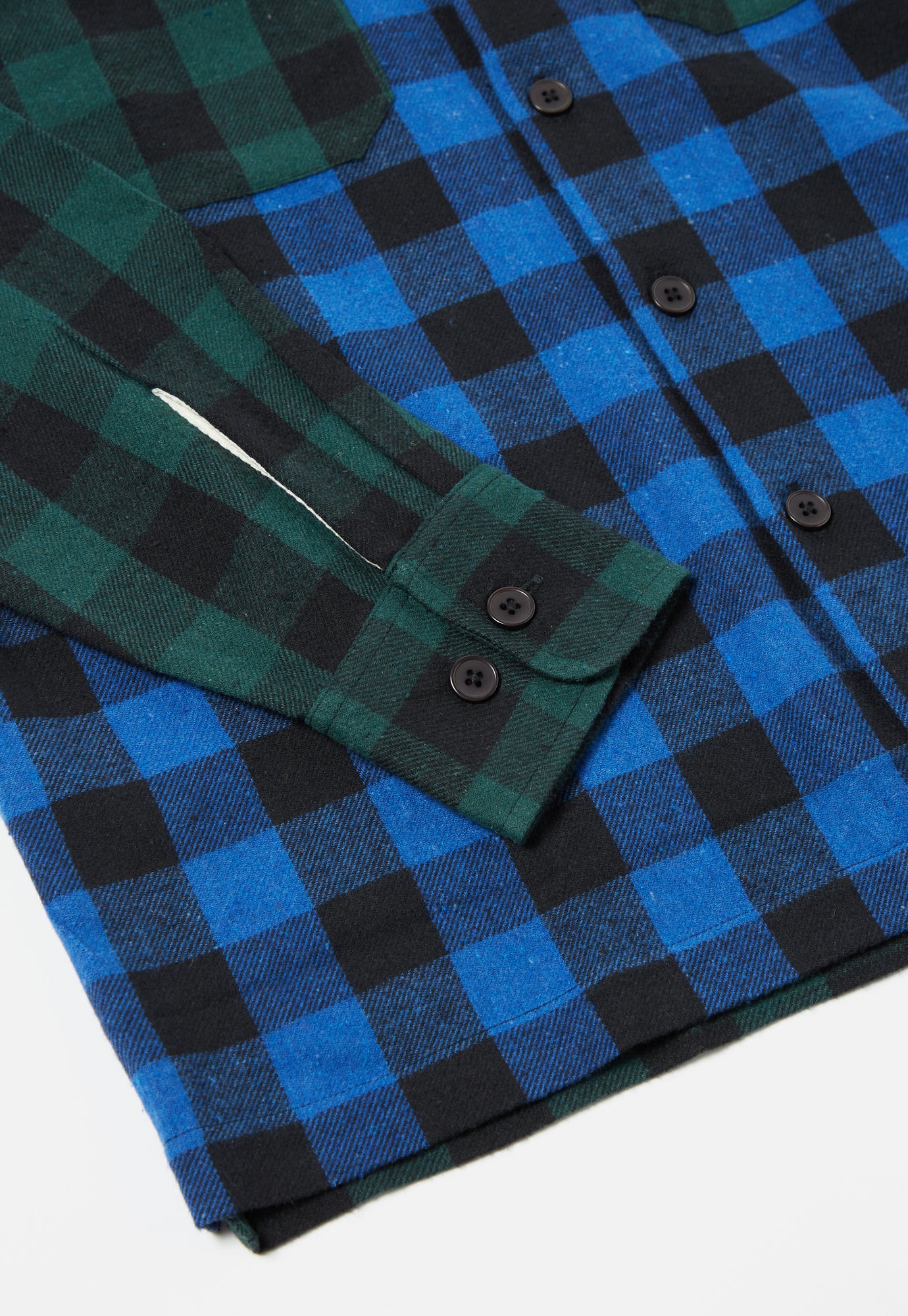 Universal Works L/S Utility Shirt in Blue/Green Brushed Gingham