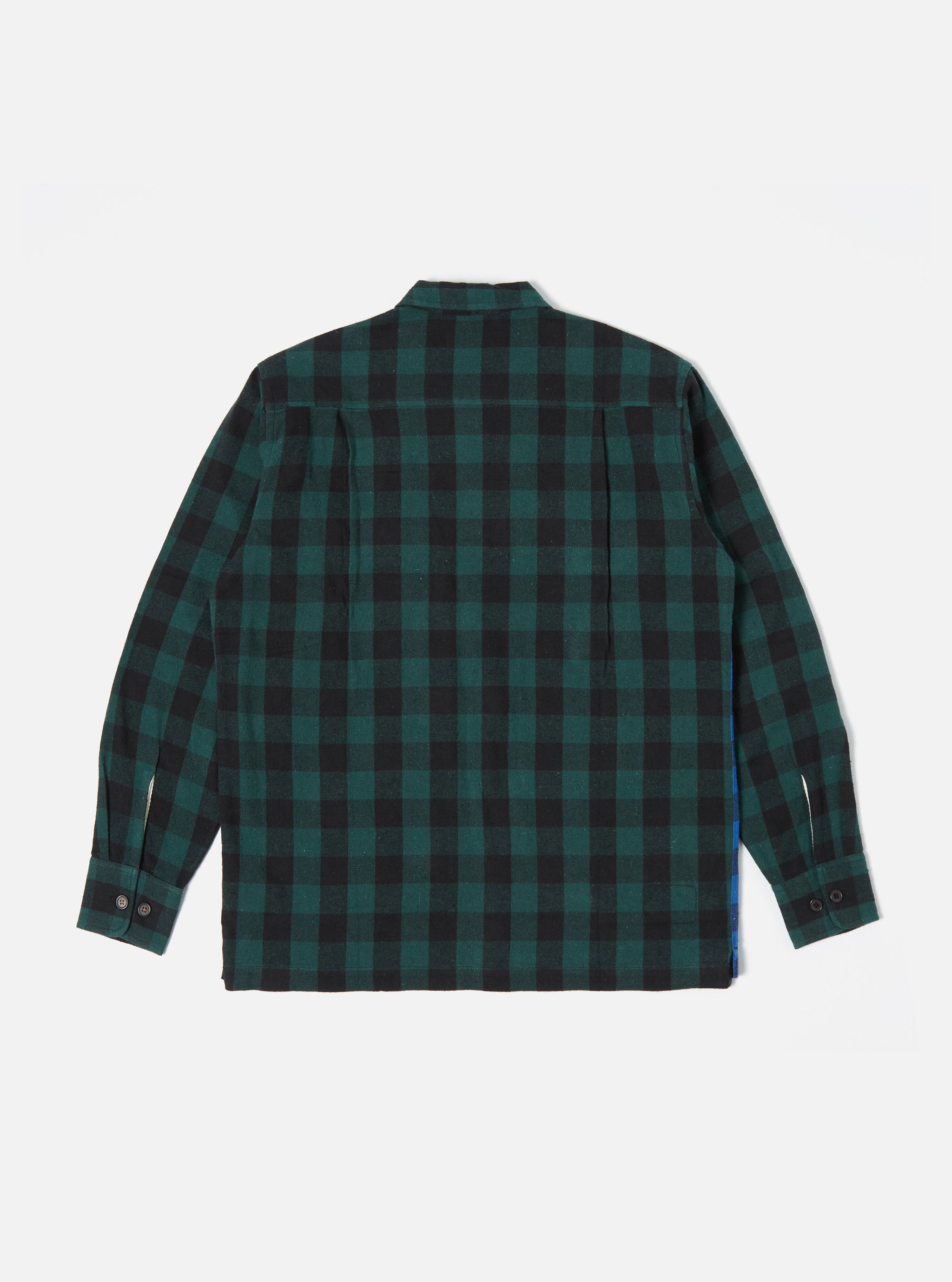 Universal Works L/S Utility Shirt in Blue/Green Brushed Gingham