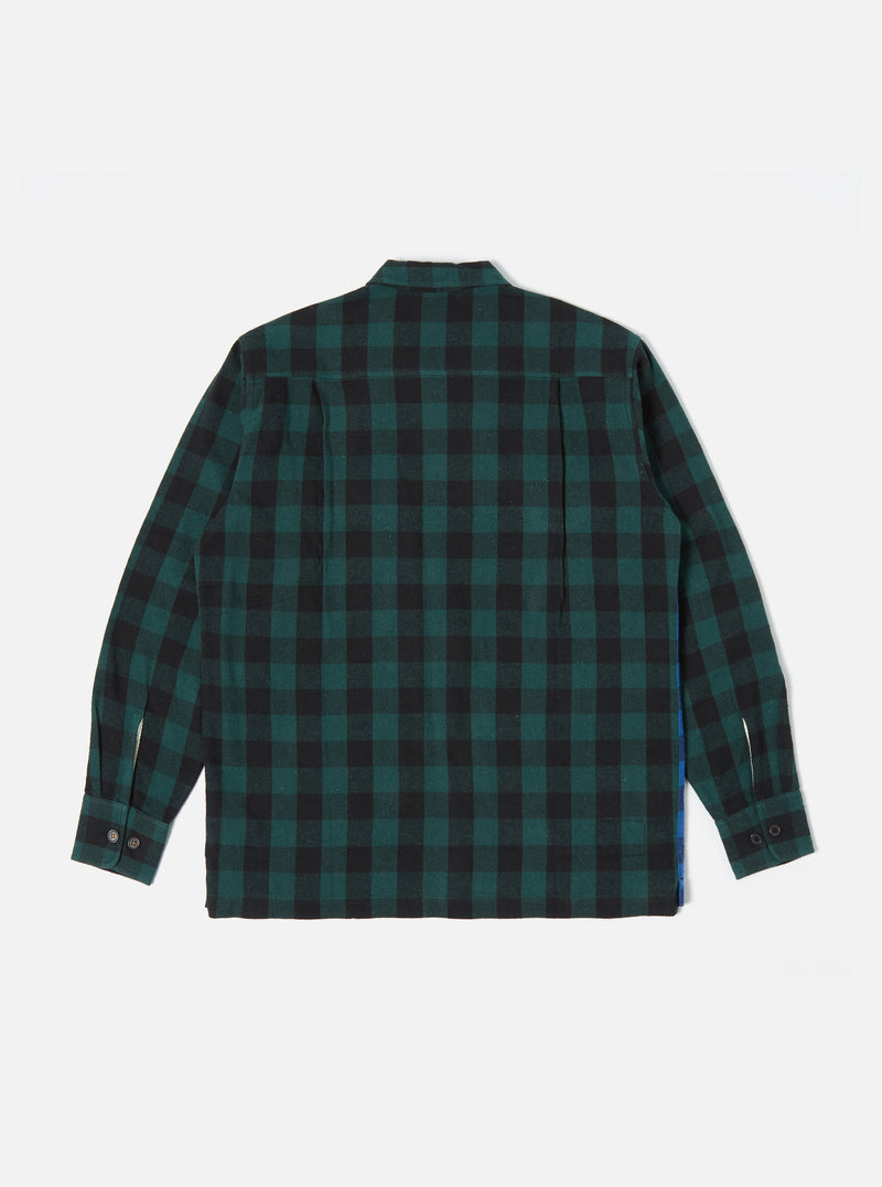 Universal Works L/S Utility Shirt in Blue/Green Brushed Gingham