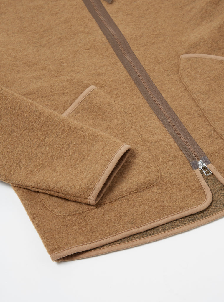 Universal Works Zip Liner Jacket in Taupe Wool Fleece