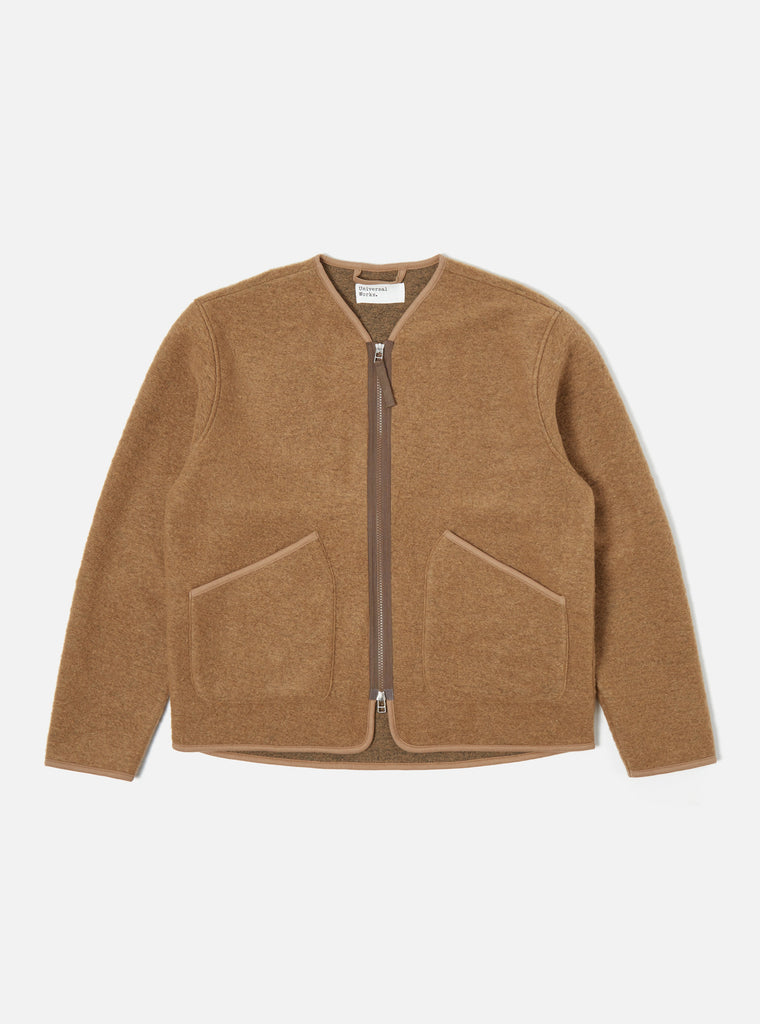 Universal Works Zip Liner Jacket in Taupe Wool Fleece