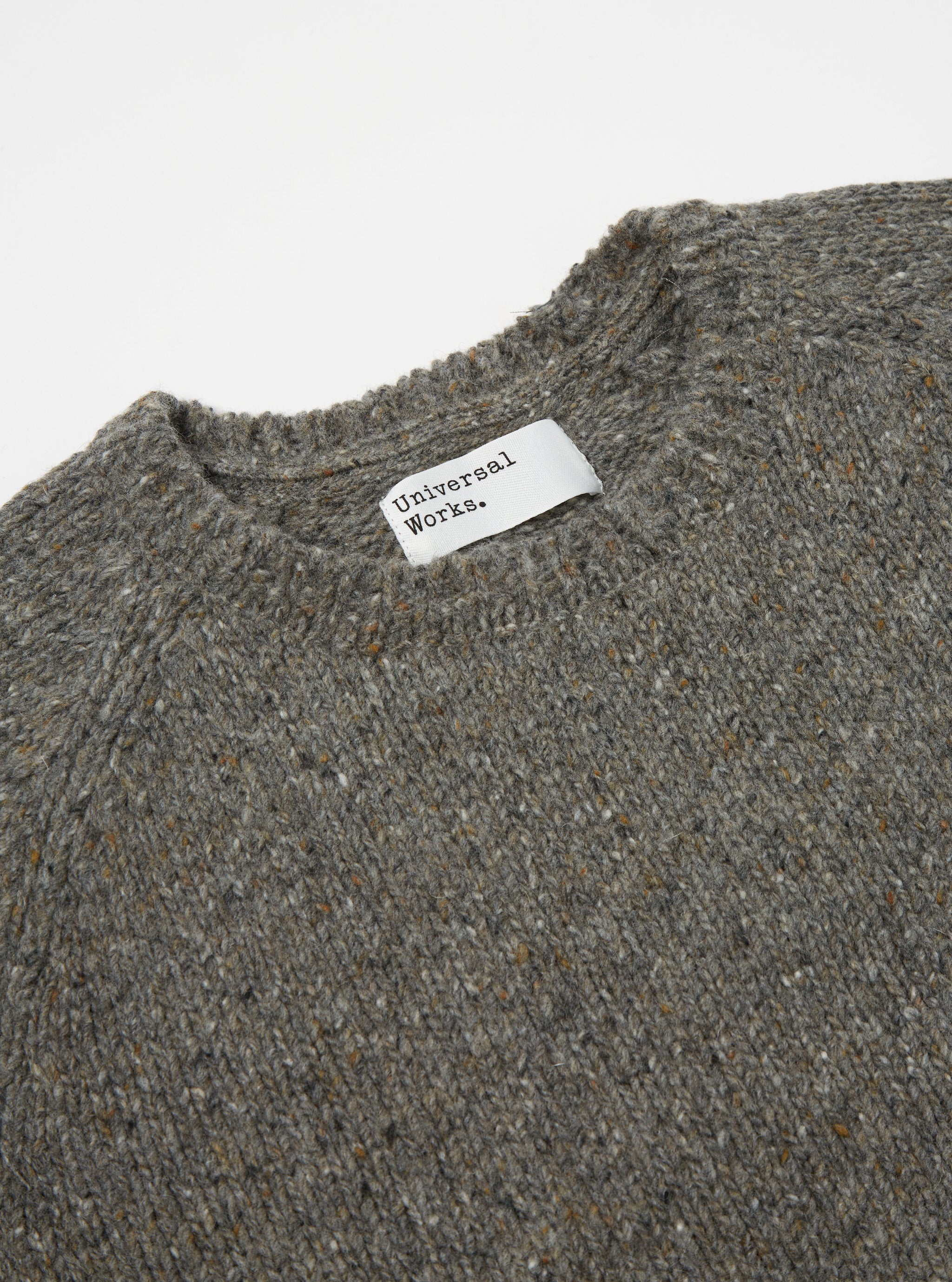Universal Works Loose Pocket Crew in Grey Lambswool Fleck