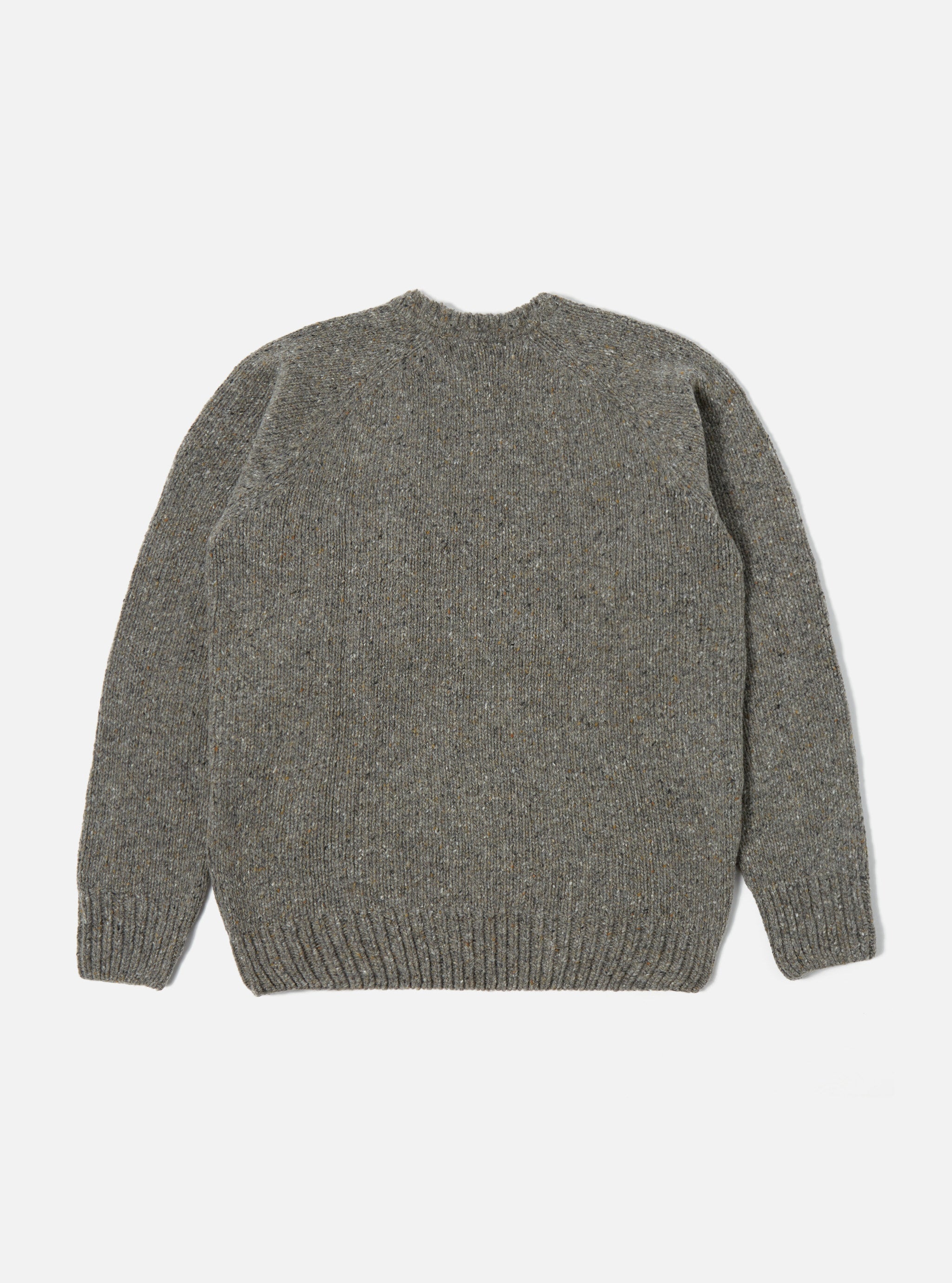 Universal Works Loose Pocket Crew in Grey Lambswool Fleck