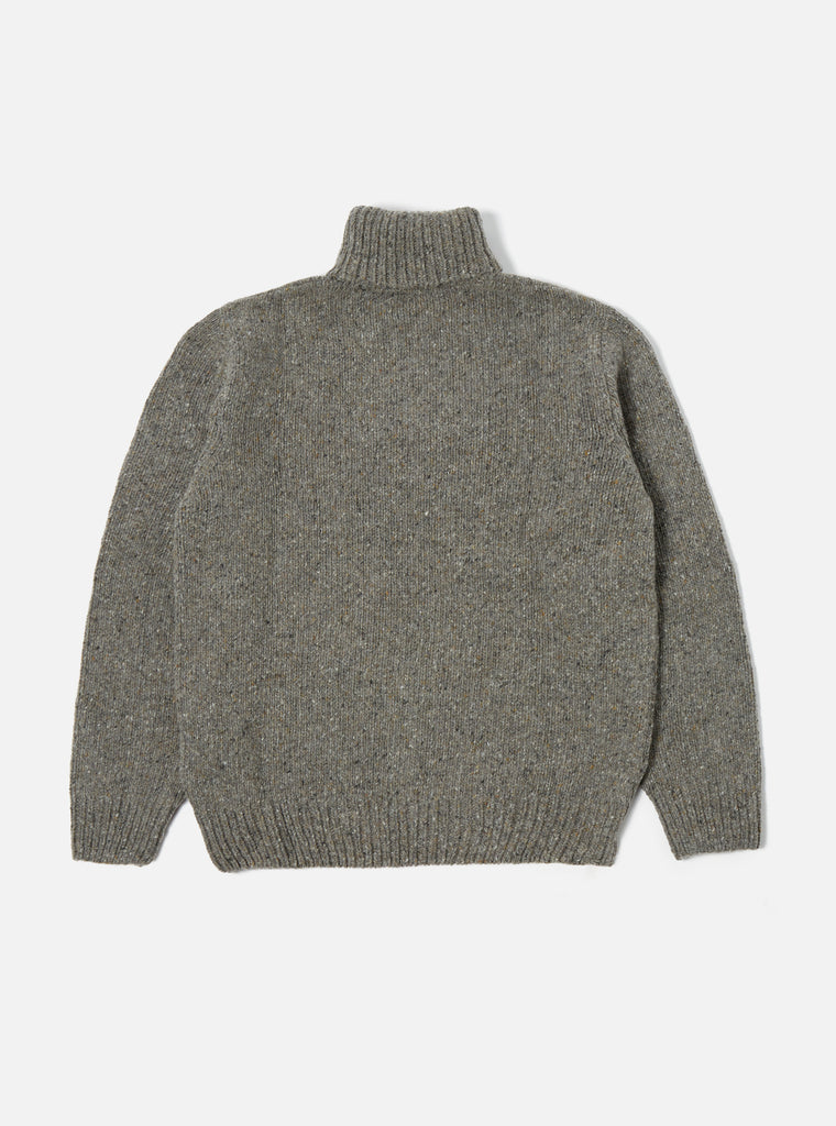 Universal Works Roll Neck in Grey Lambswool Fleck