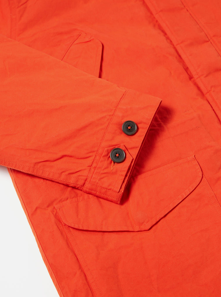 Universal Works Cold Weather Parka in Orange Scottish Wax Cotton