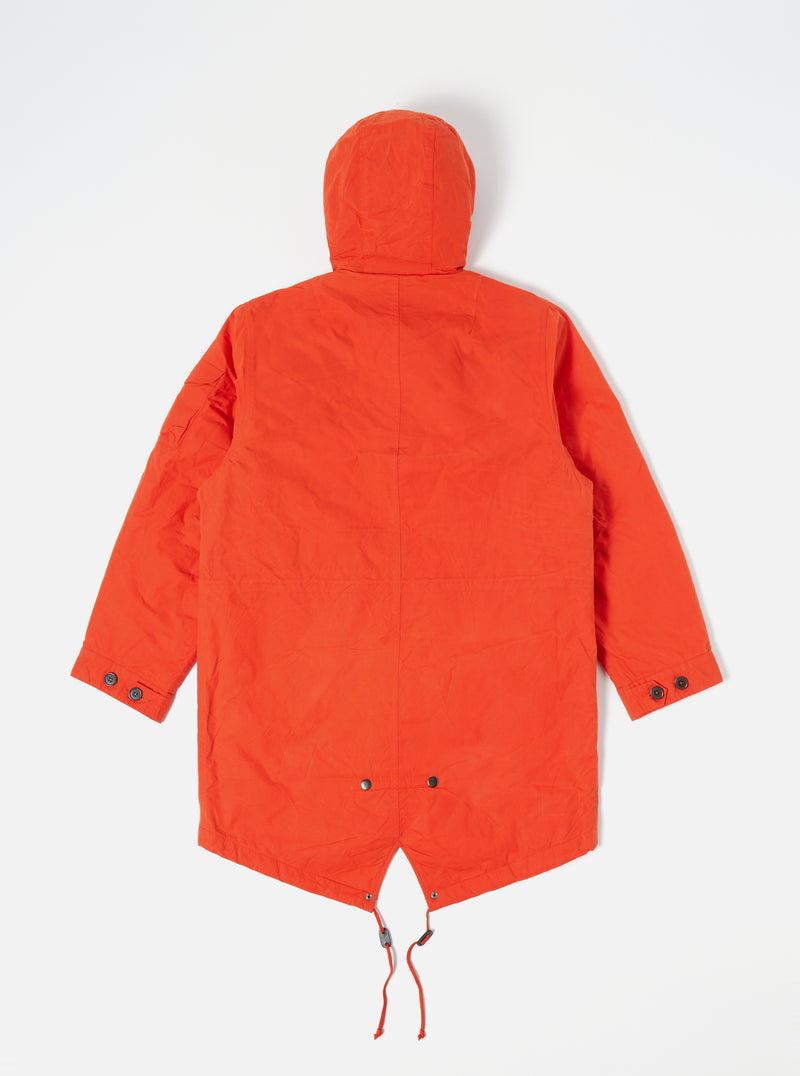 Universal Works Cold Weather Parka in Orange Scottish Wax Cotton