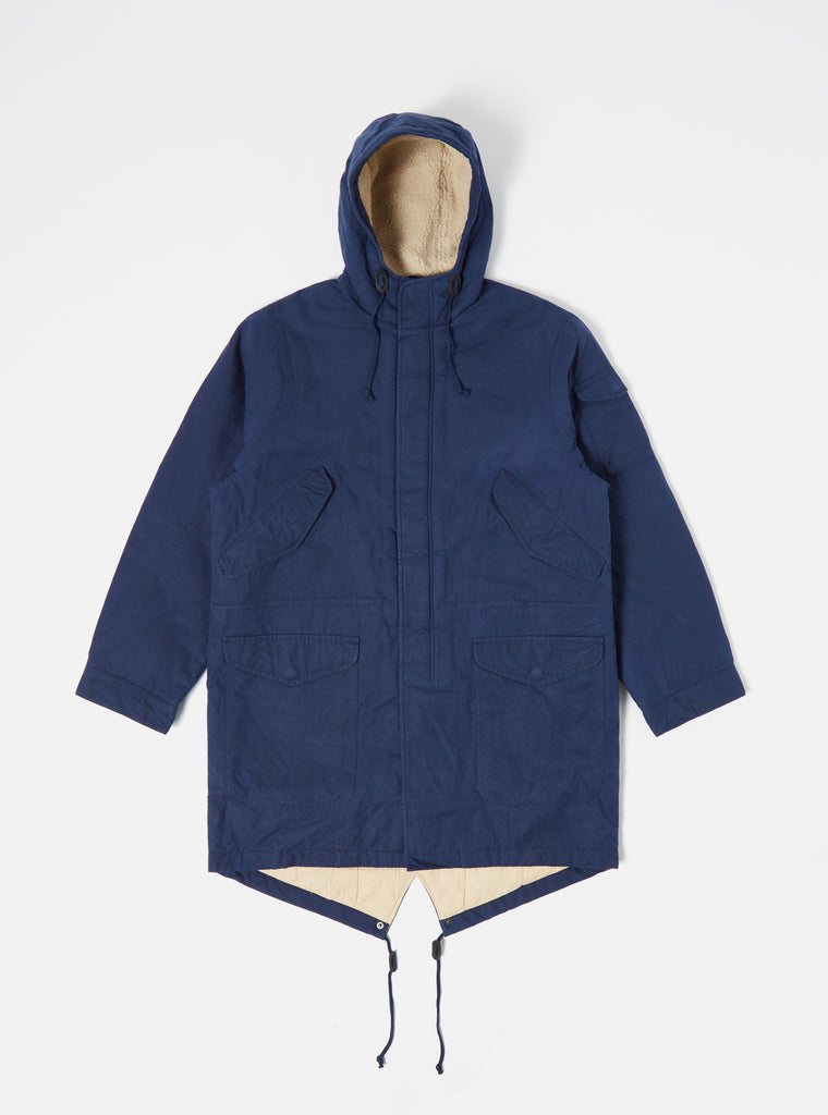 Universal Works Cold Weather Parka in Navy Scottish Wax Cotton