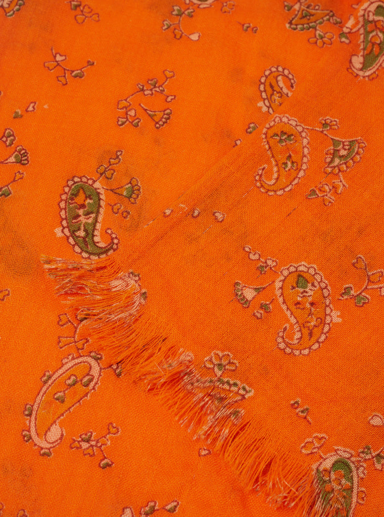 Universal Works Short Scarf in Orange Paisley Wool