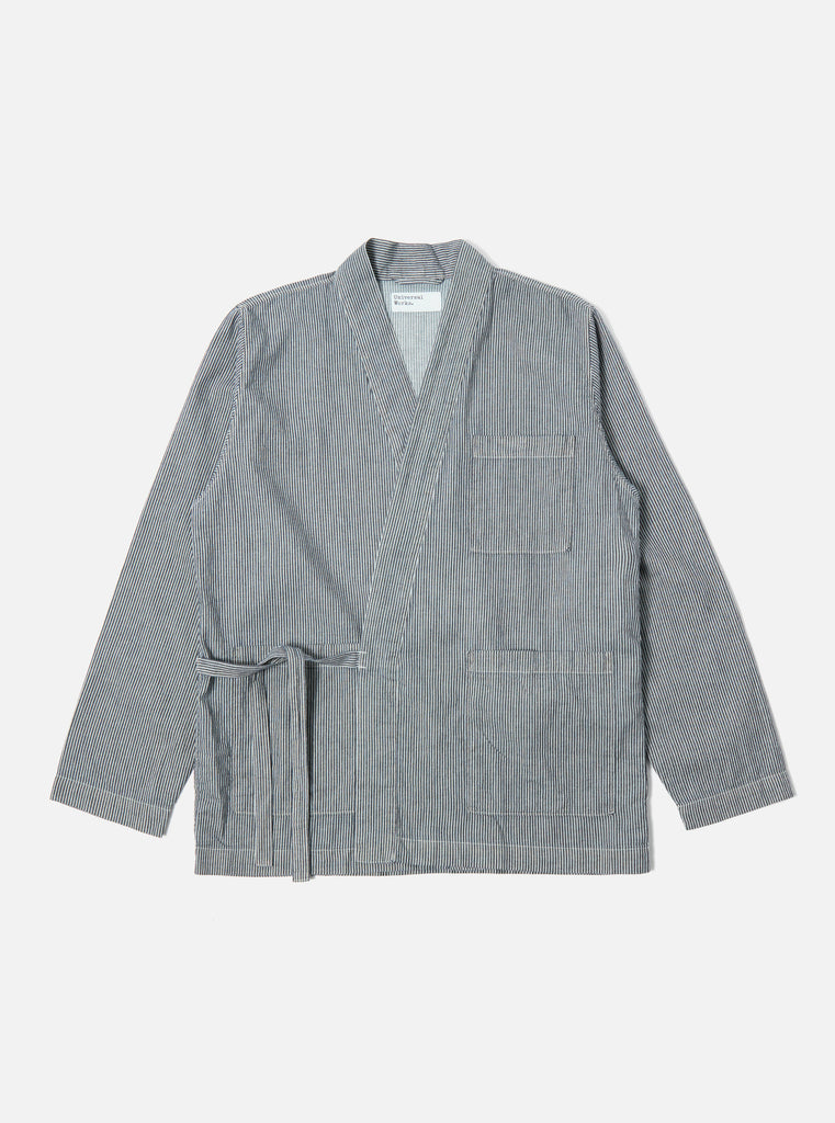 Universal Works Kyoto Work Jacket in Indigo Hickory Shirting