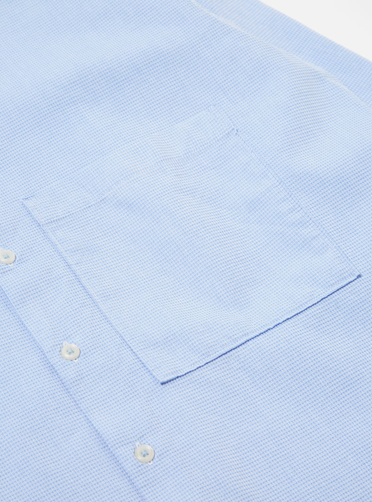 Universal Works Square Pocket Shirt in Sky Barca Waffle Cotton