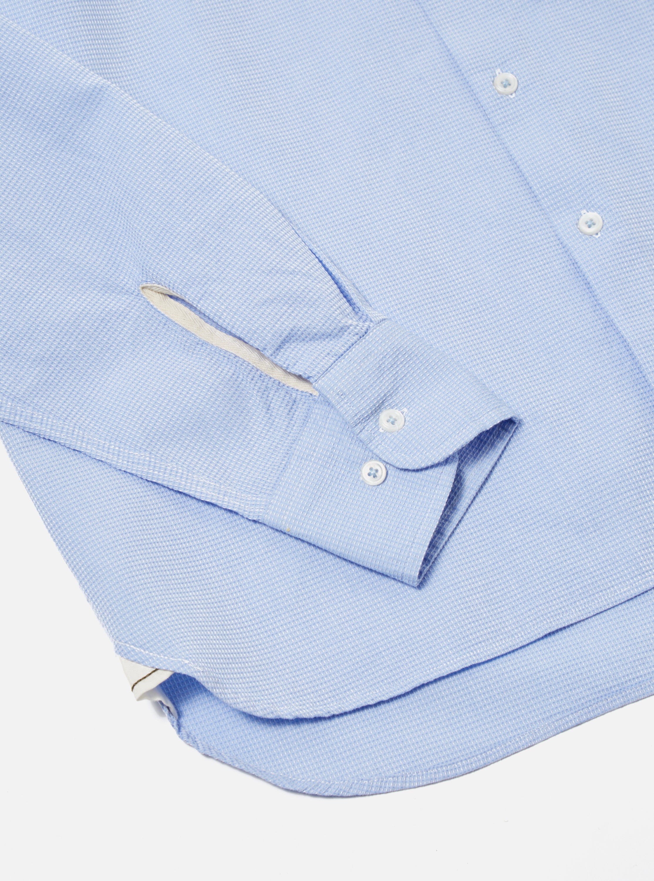 Universal Works Square Pocket Shirt in Sky Barca Waffle Cotton