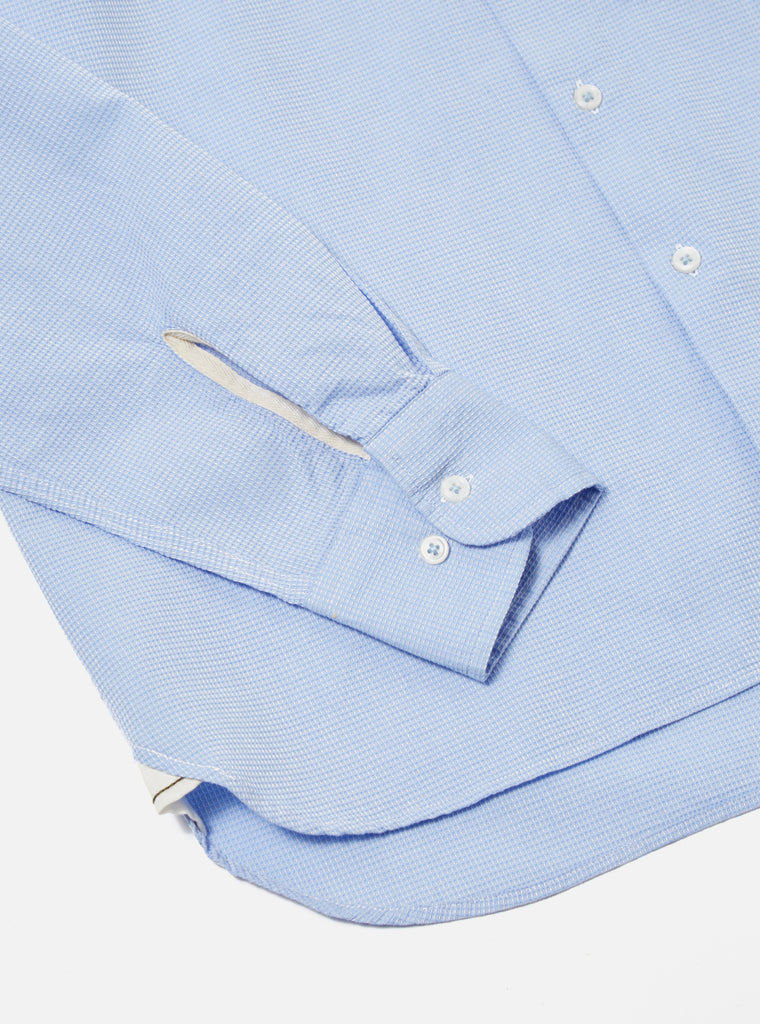 Universal Works Square Pocket Shirt in Sky Barca Waffle Cotton