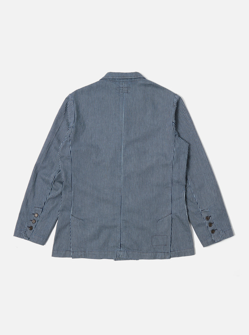 Universal Works Manor Jacket in Indigo Hickory Stripe Denim
