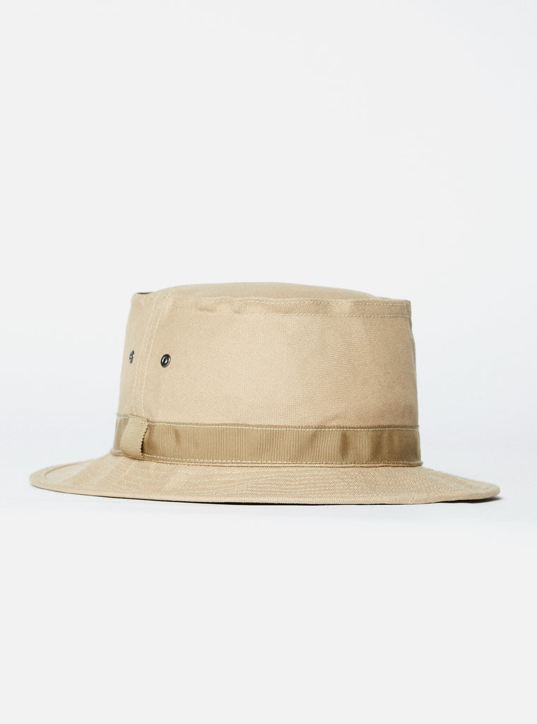 cableami® Pork Pie Hat in Beige Linen/Cotton Oxford